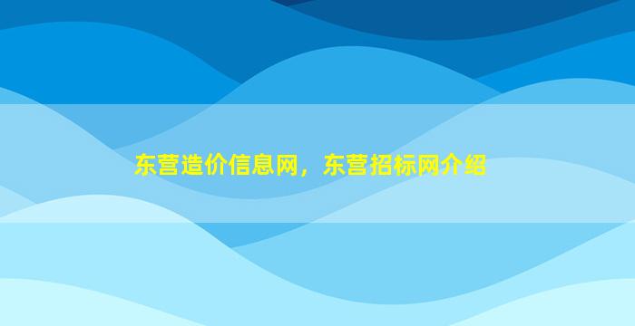 东营造价信息网，东营招标网介绍