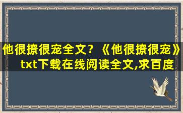 他很撩很宠全文？《他很撩很宠》txt下载在线阅读全文,求百度网盘云资源