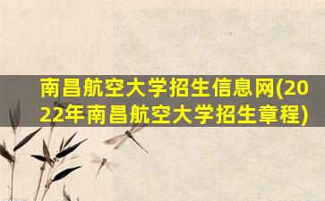 南昌航空大学招生信息网(2022年南昌航空大学招生章程)