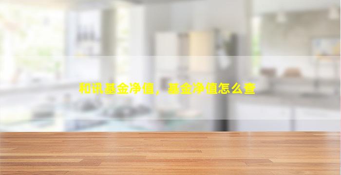 和讯基金净值，基金净值怎么查