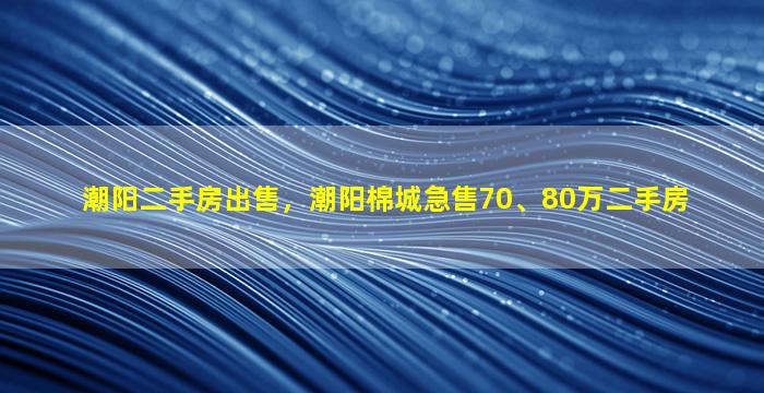 潮阳二手房*，潮阳棉城急售70、80万二手房