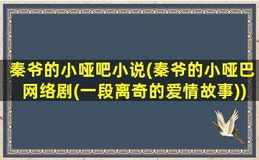 秦爷的小哑吧小说(秦爷的小哑巴网络剧(一段离奇的爱情故事))