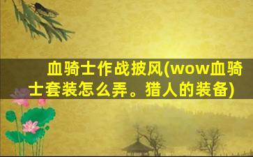 血骑士作战披风(wow血骑士套装怎么弄。猎人的装备)